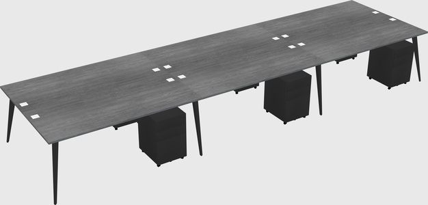 Shared rectangular office desk system