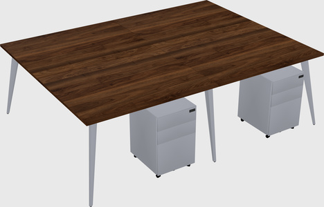 Shared rectangular office desk system