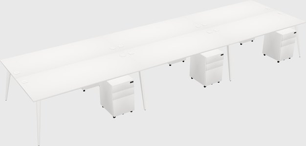 Shared rectangular office desk system