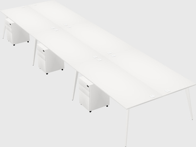 Shared rectangular office desk system