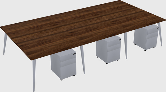 Shared rectangular office desk system