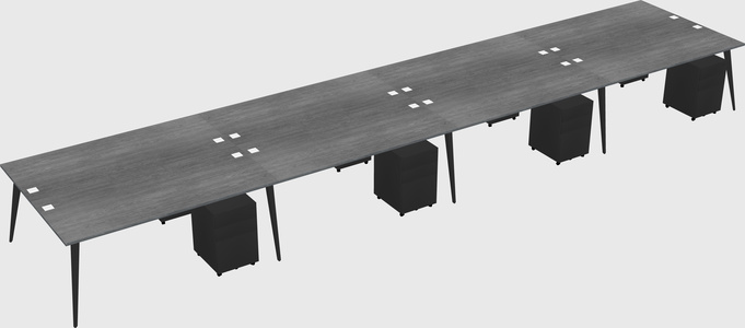 Shared rectangular office desk system