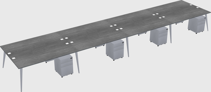 Shared rectangular office desk system