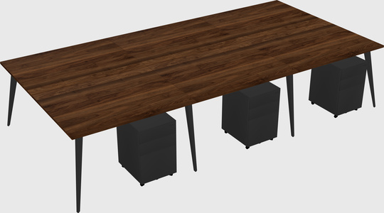 Shared rectangular office desk system