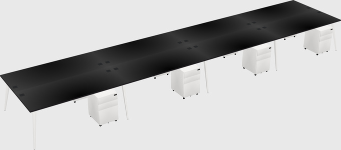 Shared rectangular office desk system