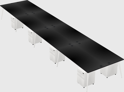 Shared rectangular office desk system