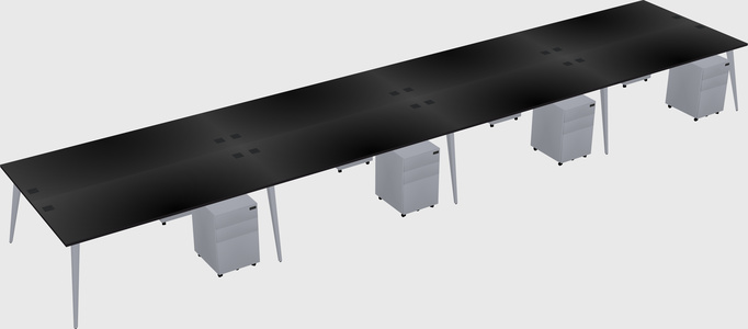 Shared rectangular office desk system