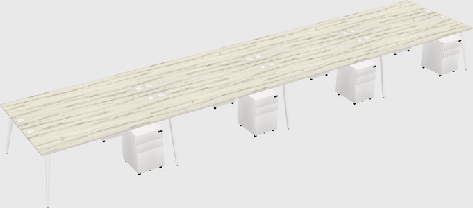 Shared rectangular office desk system