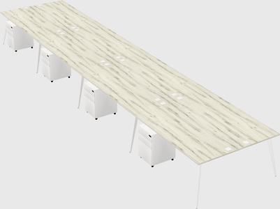 Shared rectangular office desk system