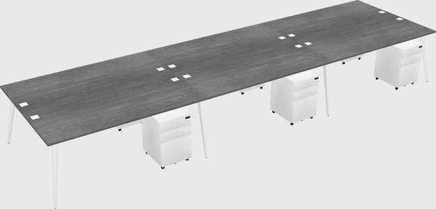 Shared rectangular office desk system