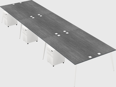 Shared rectangular office desk system