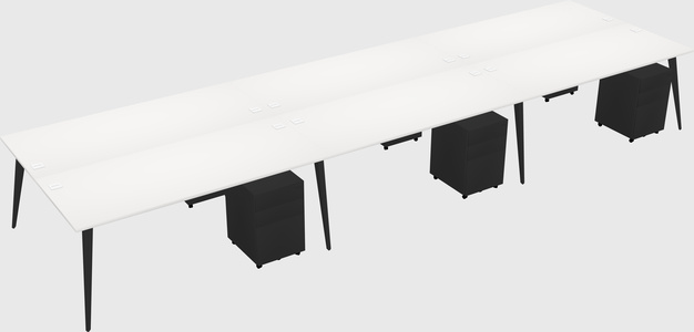 Shared rectangular office desk system