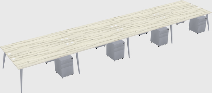 Shared rectangular office desk system