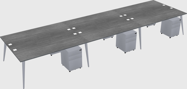 Shared rectangular office desk system
