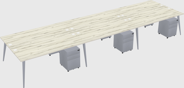 Shared rectangular office desk system