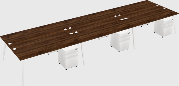 Shared rectangular office desk system