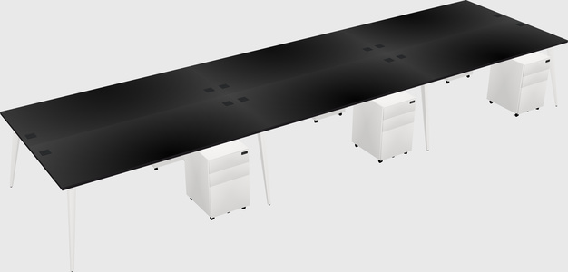 Shared rectangular office desk system