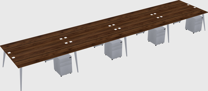 Shared rectangular office desk system