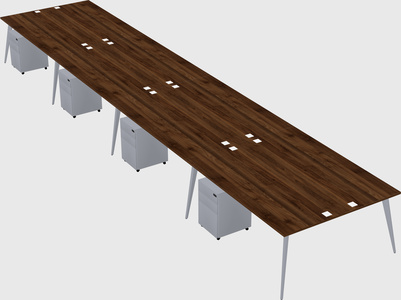 Shared rectangular office desk system