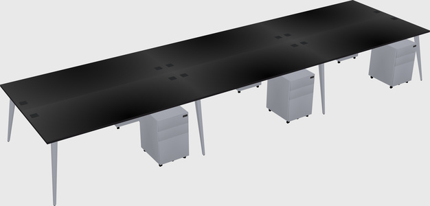 Shared rectangular office desk system