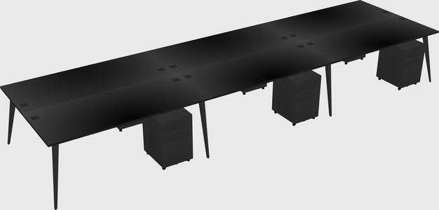 Shared rectangular office desk system