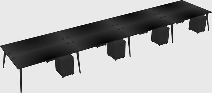 Shared rectangular office desk system