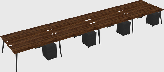 Shared rectangular office desk system