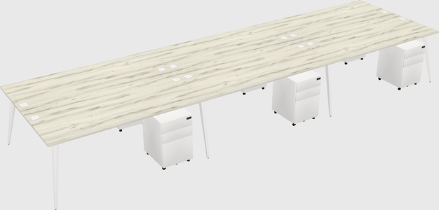 Shared rectangular office desk system