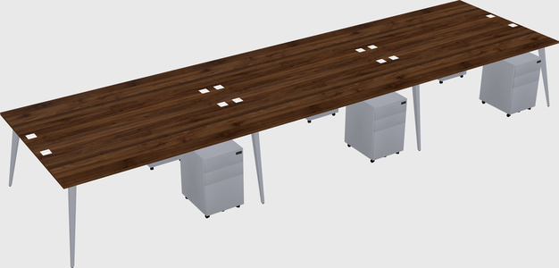 Shared rectangular office desk system