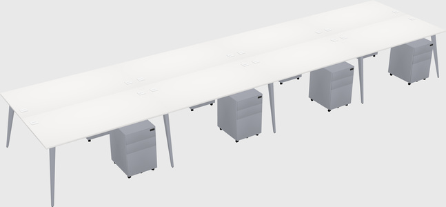 Shared rectangular office desk system
