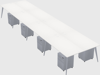 Shared rectangular office desk system