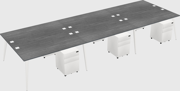 Shared rectangular office desk system