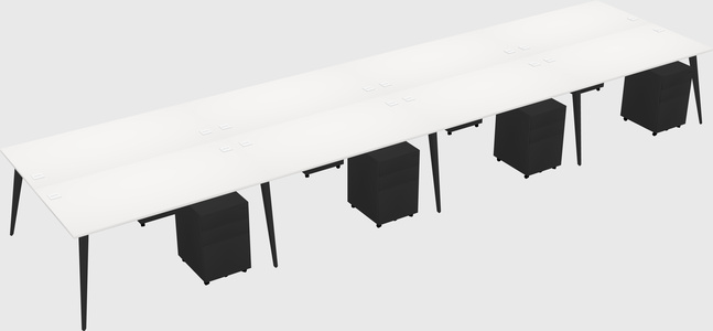 Shared rectangular office desk system