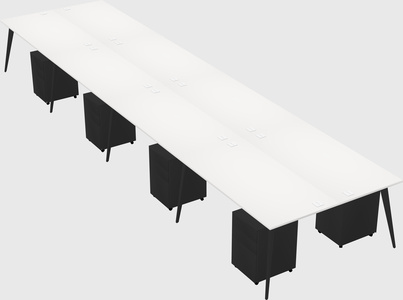 Shared rectangular office desk system