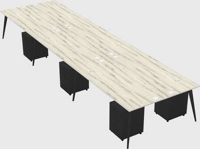 Shared rectangular office desk system