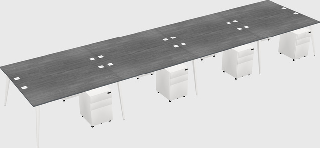Shared rectangular office desk system