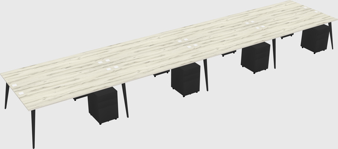Shared rectangular office desk system