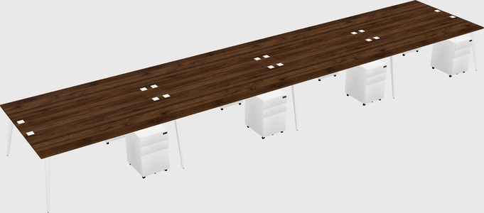 Shared rectangular office desk system