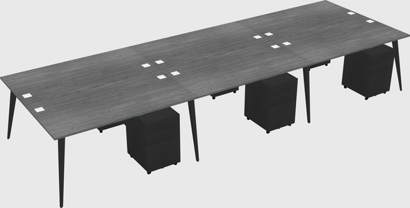 Shared rectangular office desk system