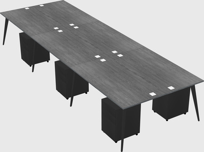 Shared rectangular office desk system