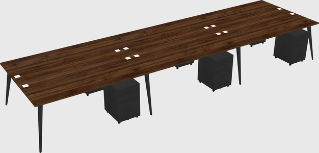 Shared rectangular office desk system