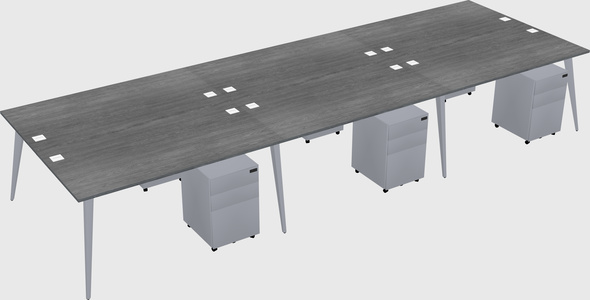 Shared rectangular office desk system
