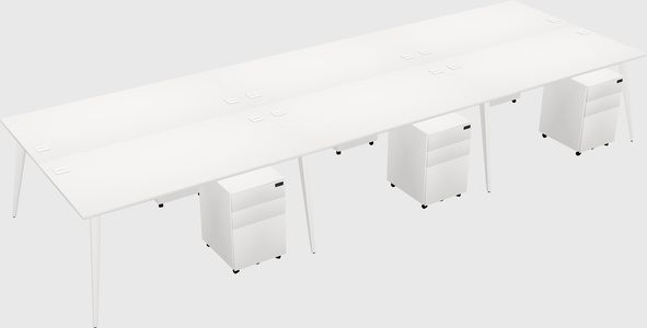 Shared rectangular office desk system