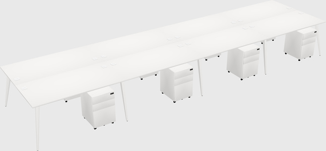 Shared rectangular office desk system