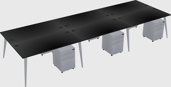Shared rectangular office desk system