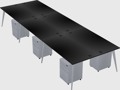 Shared rectangular office desk system
