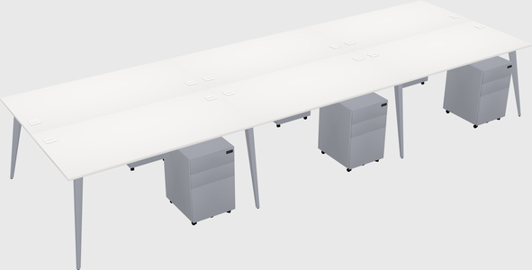 Shared rectangular office desk system