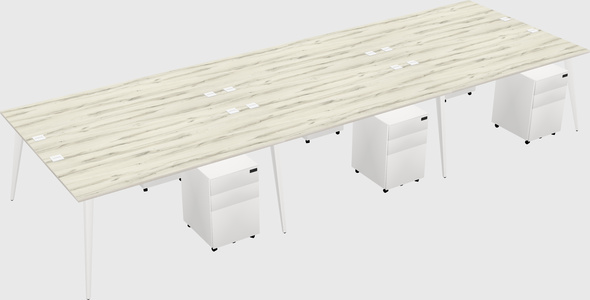 Shared rectangular office desk system