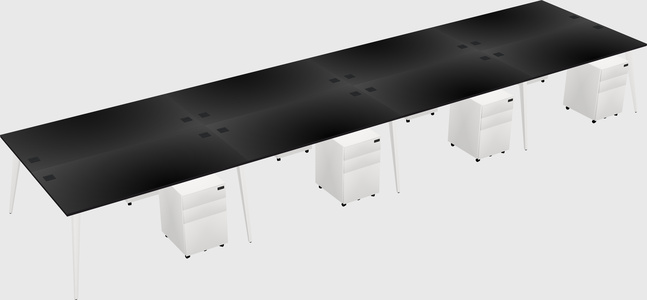 Shared rectangular office desk system