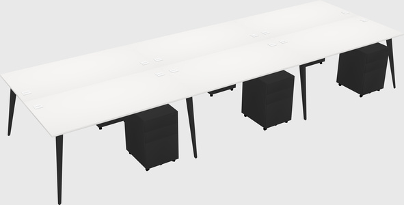 Shared rectangular office desk system